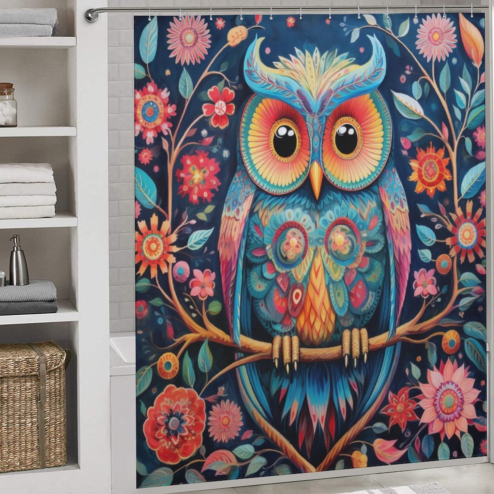 Colorful Owl Shower Curtain