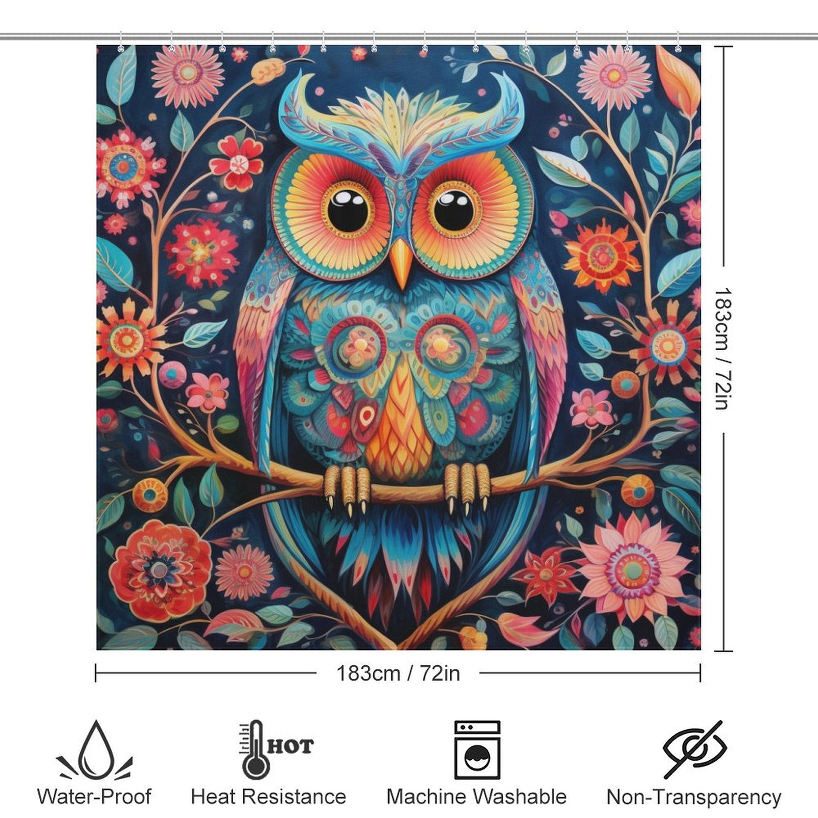 Colorful Owl Shower Curtain