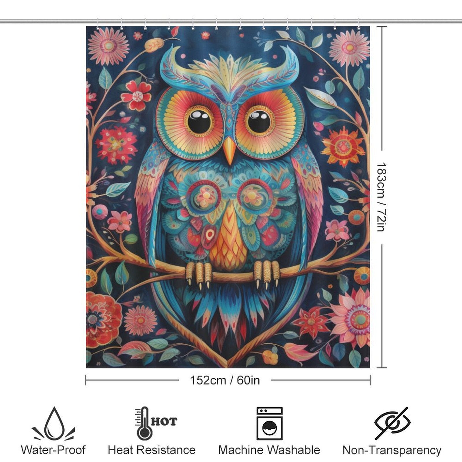 Colorful Owl Shower Curtain