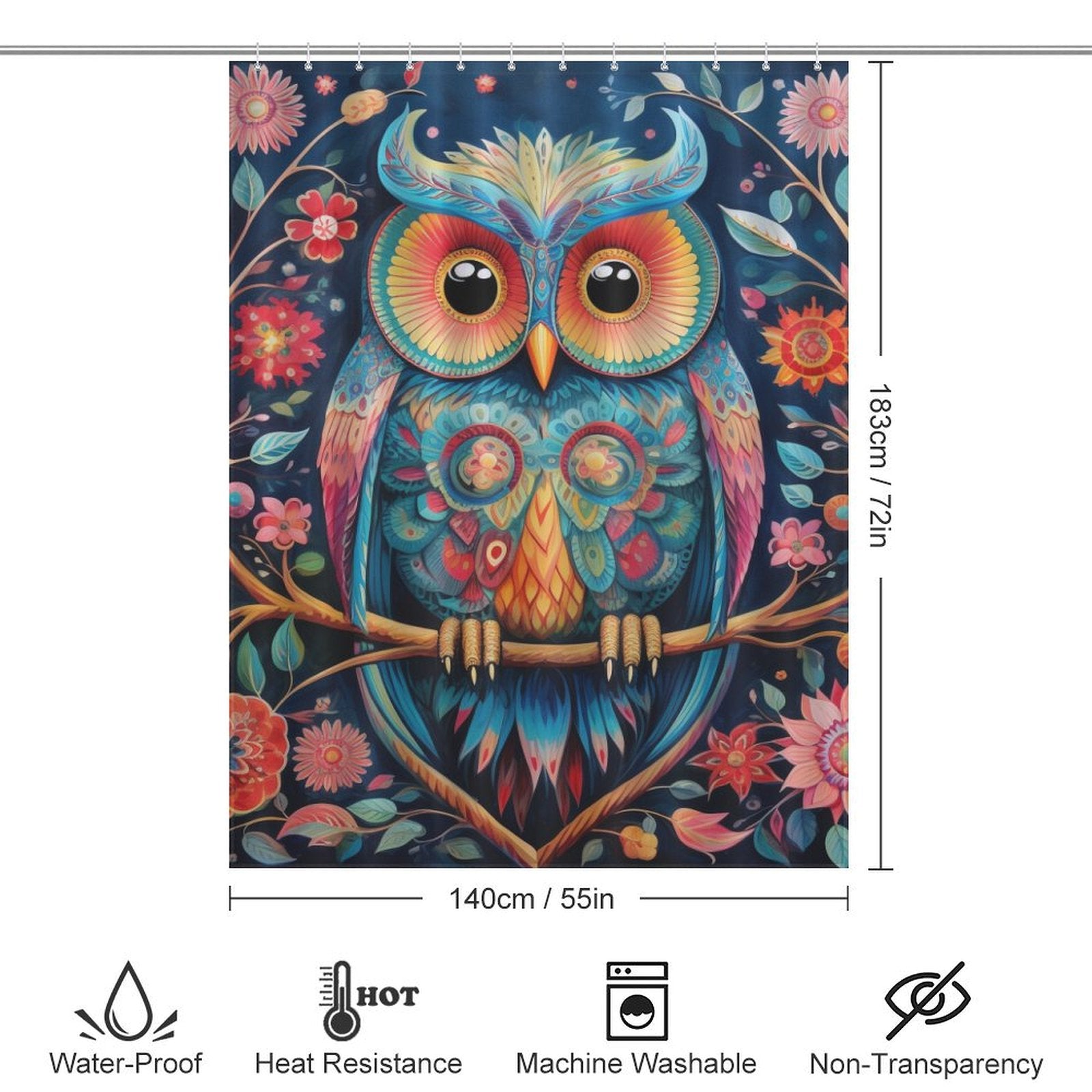 Colorful Owl Shower Curtain