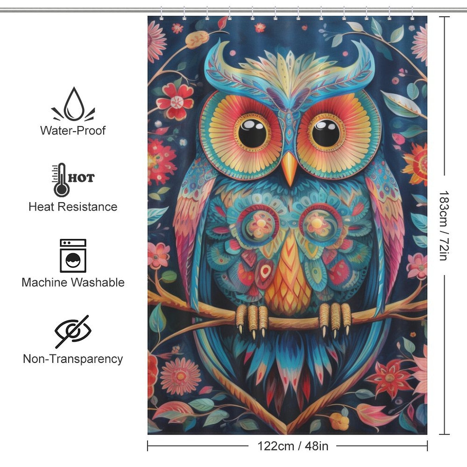 Colorful Owl Shower Curtain