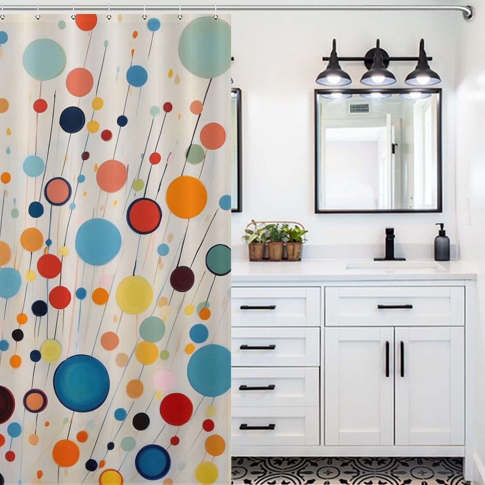 Colorful Polka Dot Shower Curtain