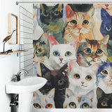 Colorful Vibrant Cute Cat Shower Curtain