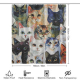 Colorful Vibrant Cute Cat Shower Curtain