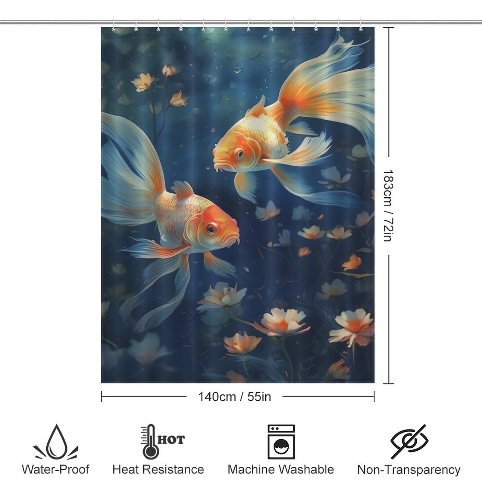 Colorful goldfish shower curtain Art 