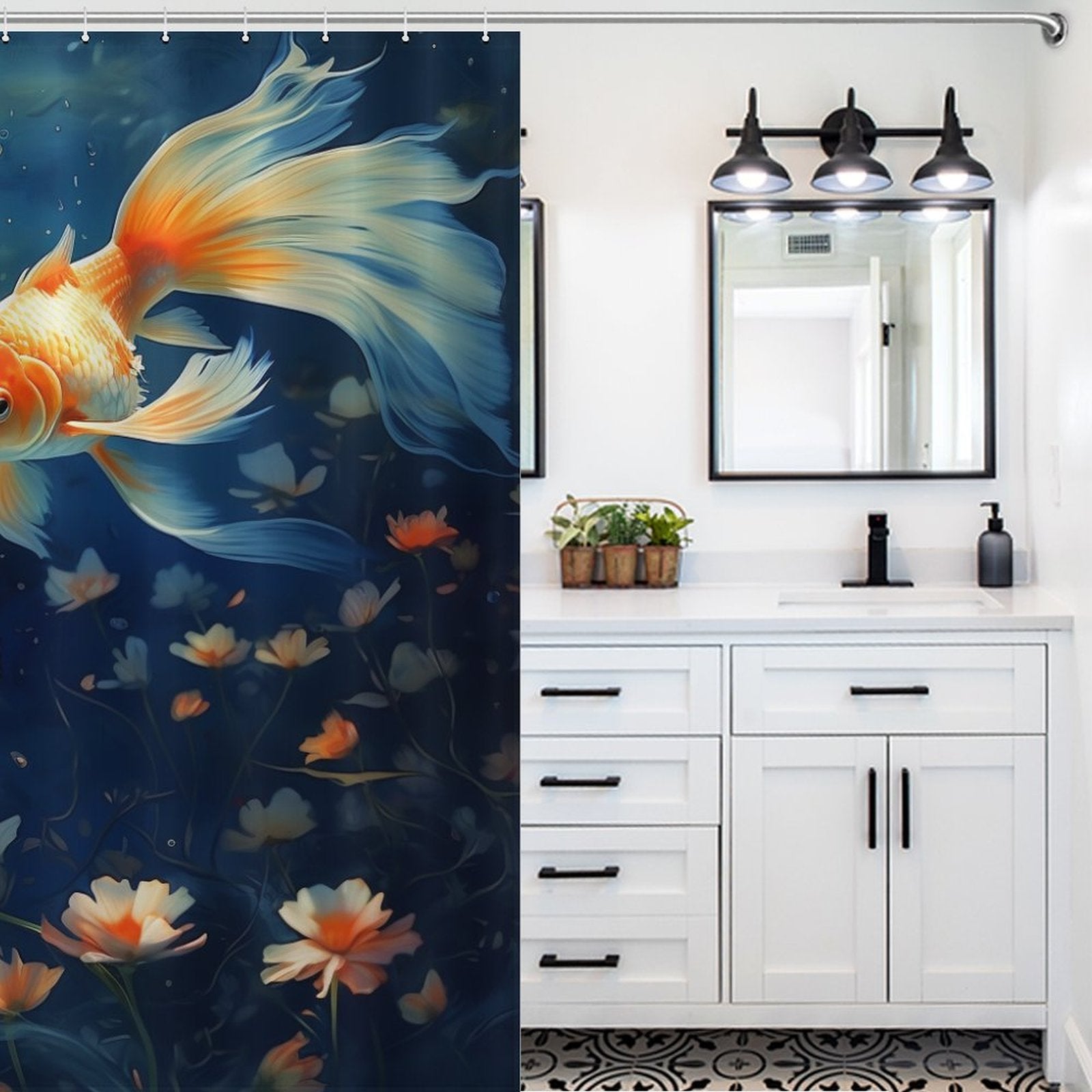 Colorful goldfish shower curtain Art 