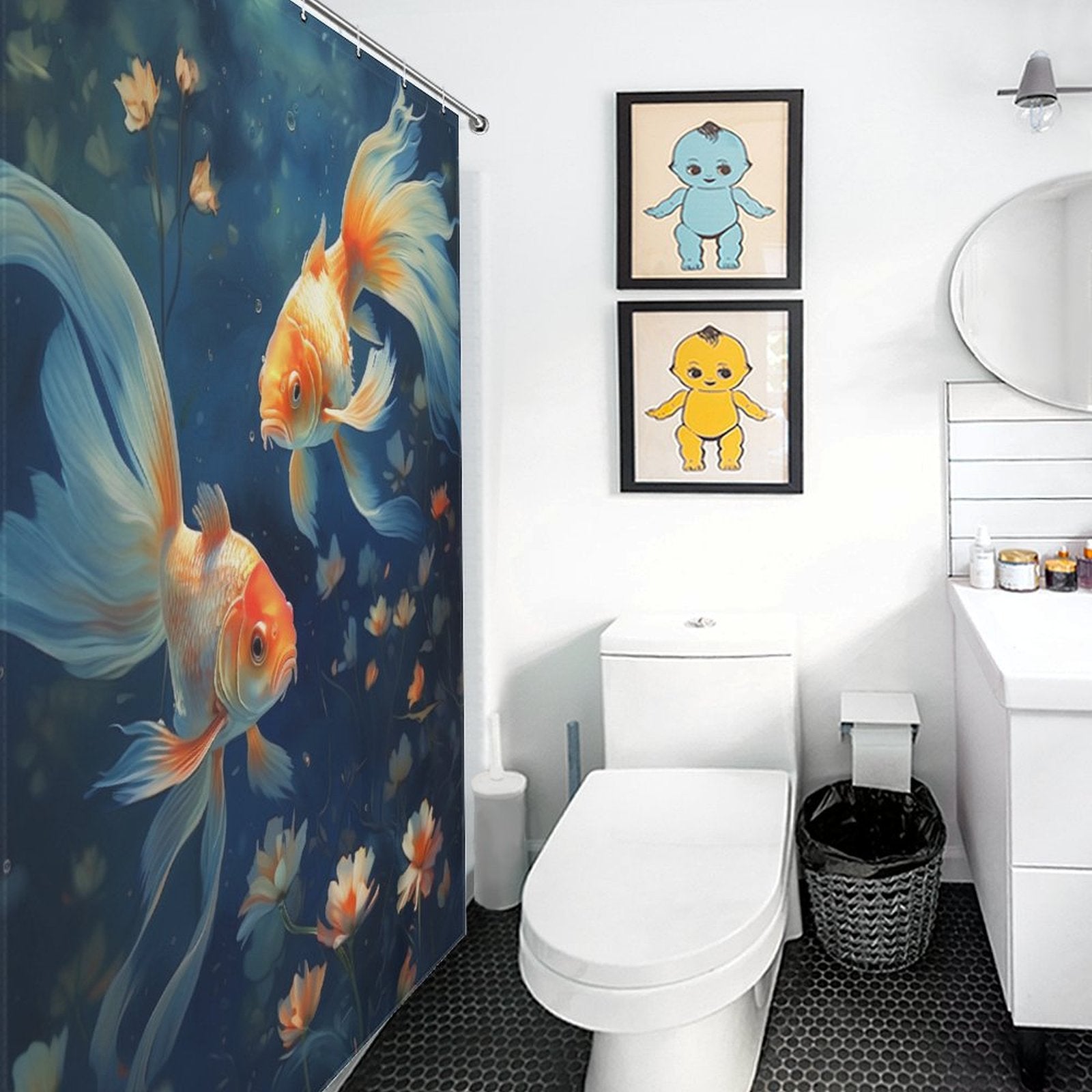 Colorful goldfish shower curtain Art 