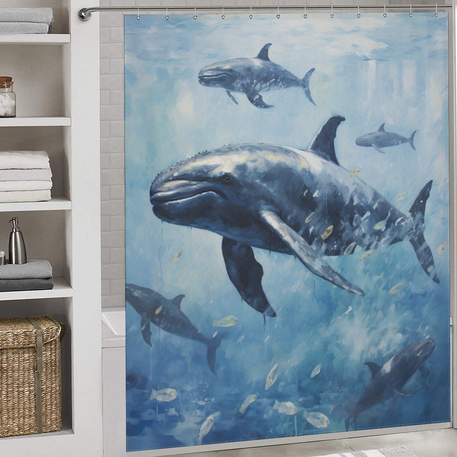 Contemplative Whale Shower Curtain