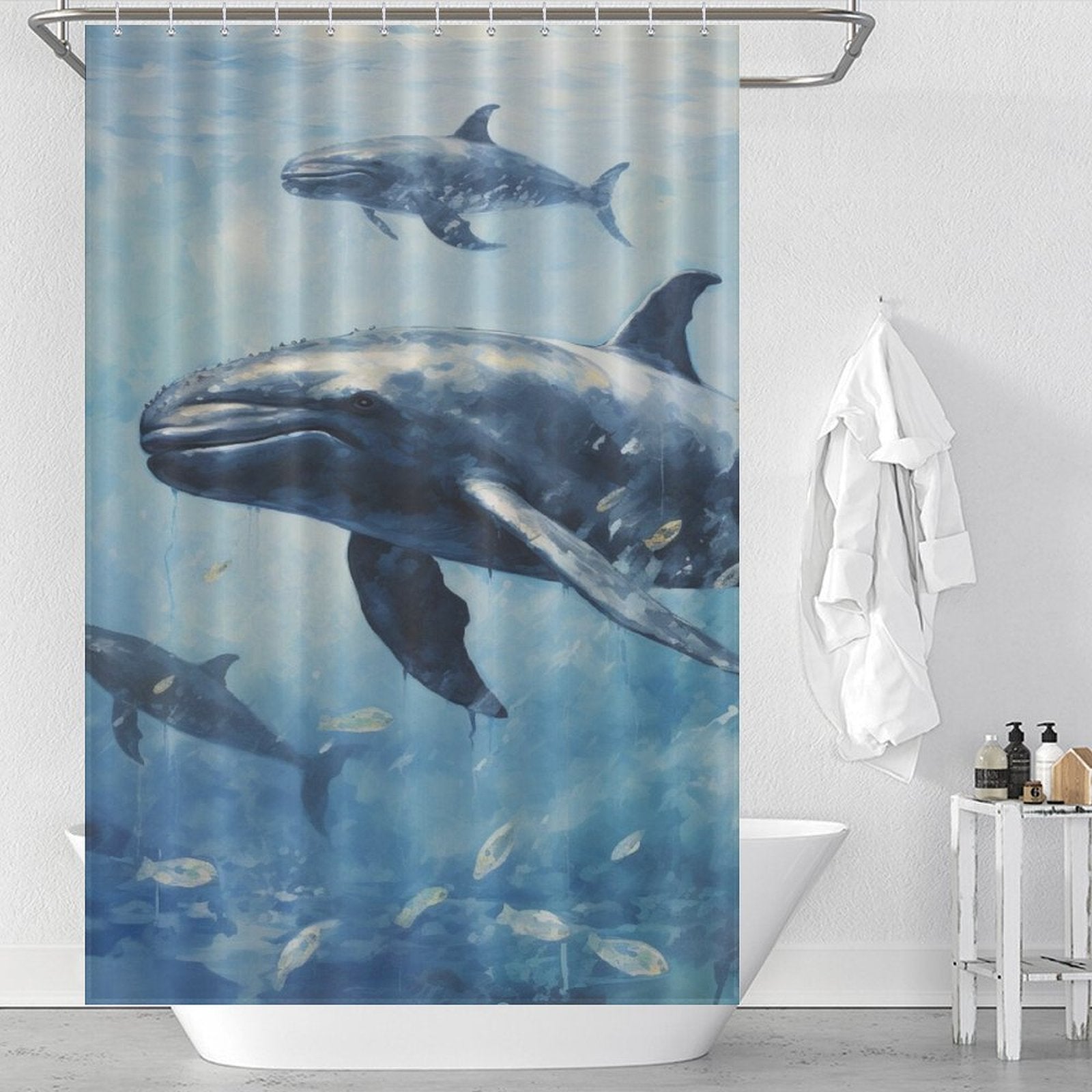 Contemplative Whale Shower Curtain