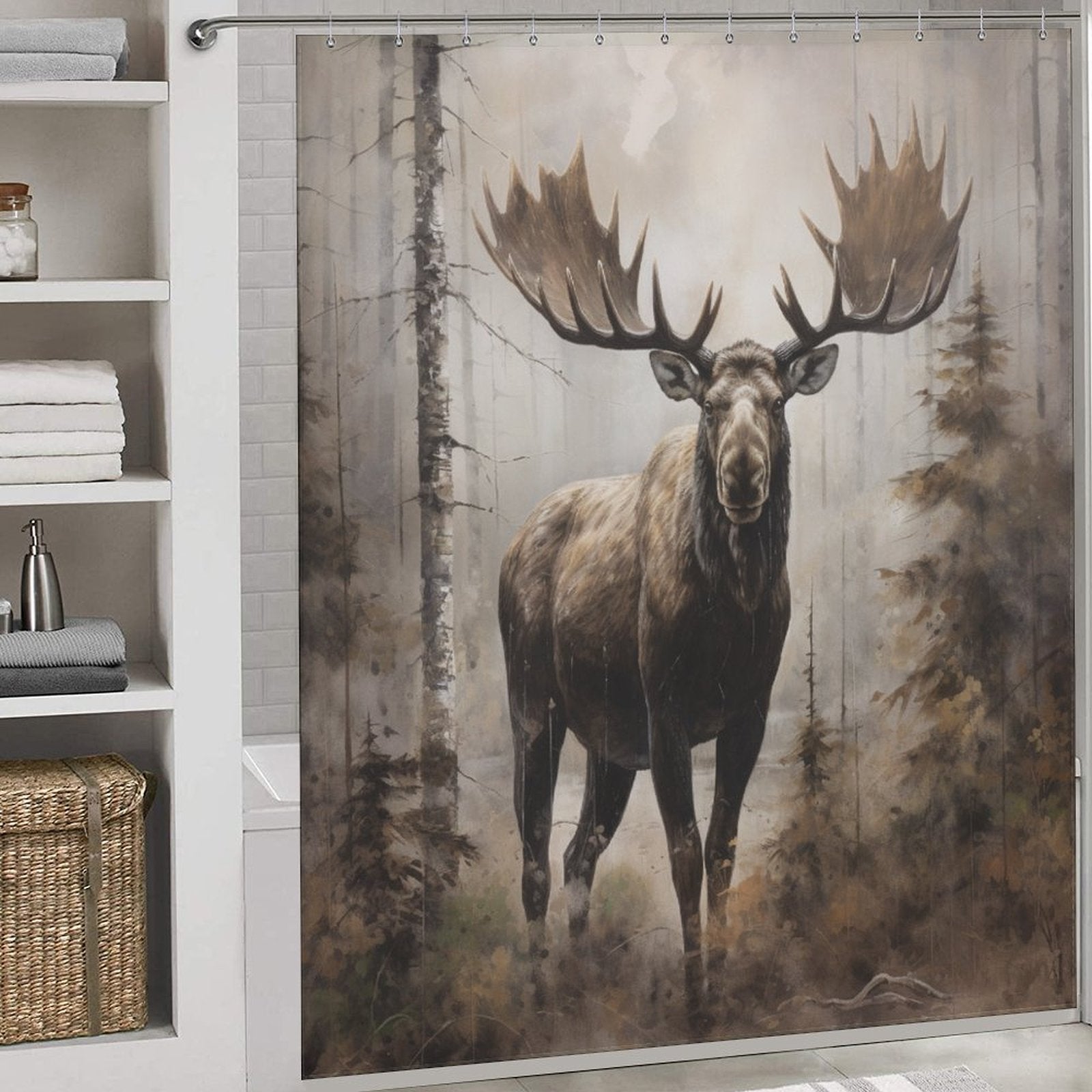 Contemporary Moose Shower Curtain