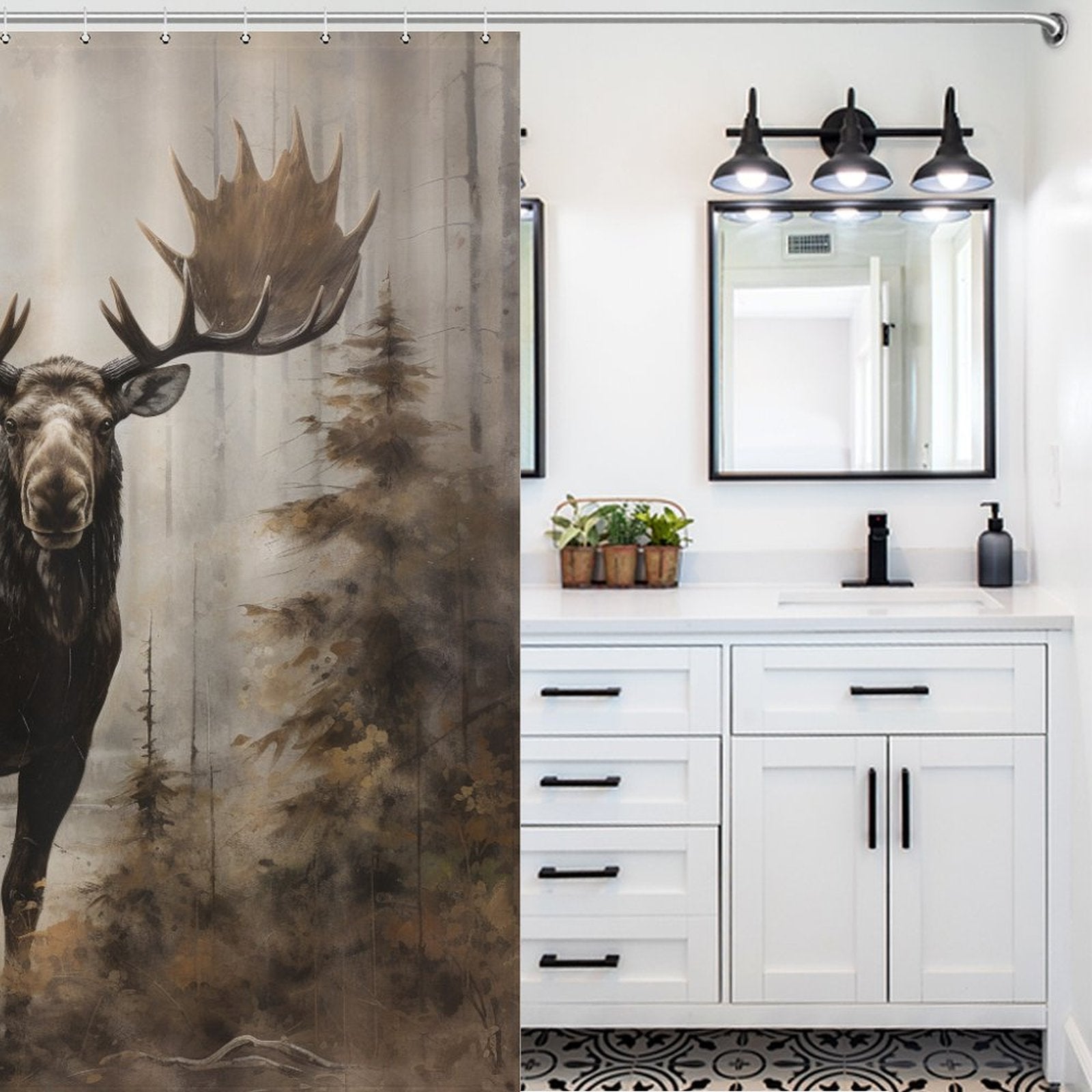 Contemporary Moose Shower Curtain