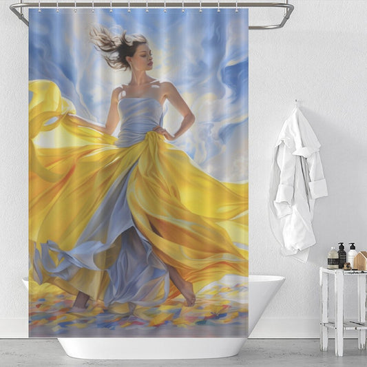 CoolHues Yellow Gray Blue Curtain