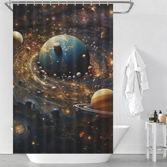 Cosmic Tapestry Planet Shower Curtain
