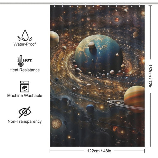 Cosmic Tapestry Planet Shower Curtain