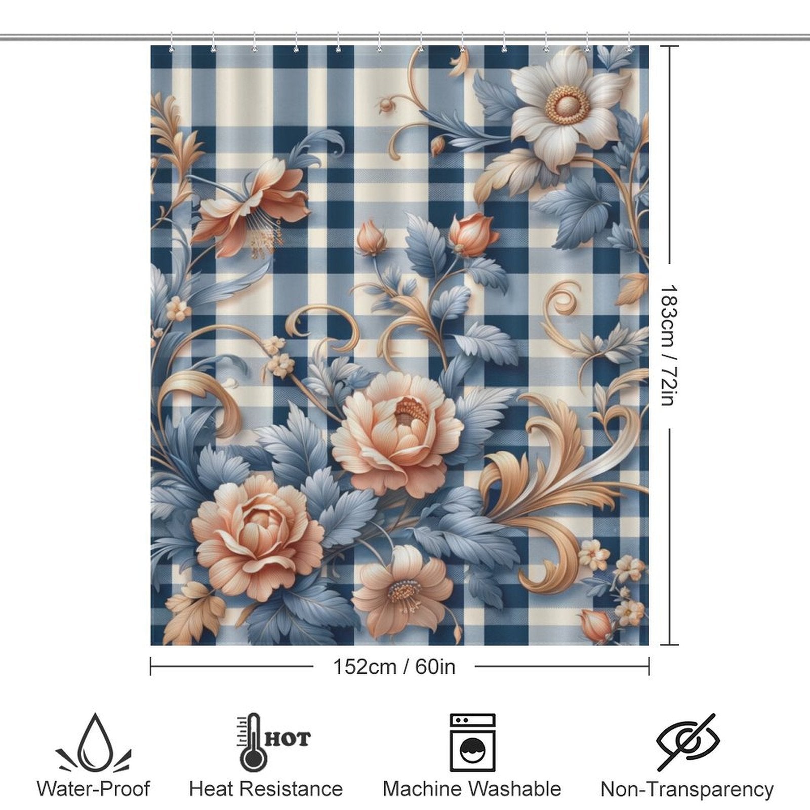 Country Chic Gingham Shower Curtain
