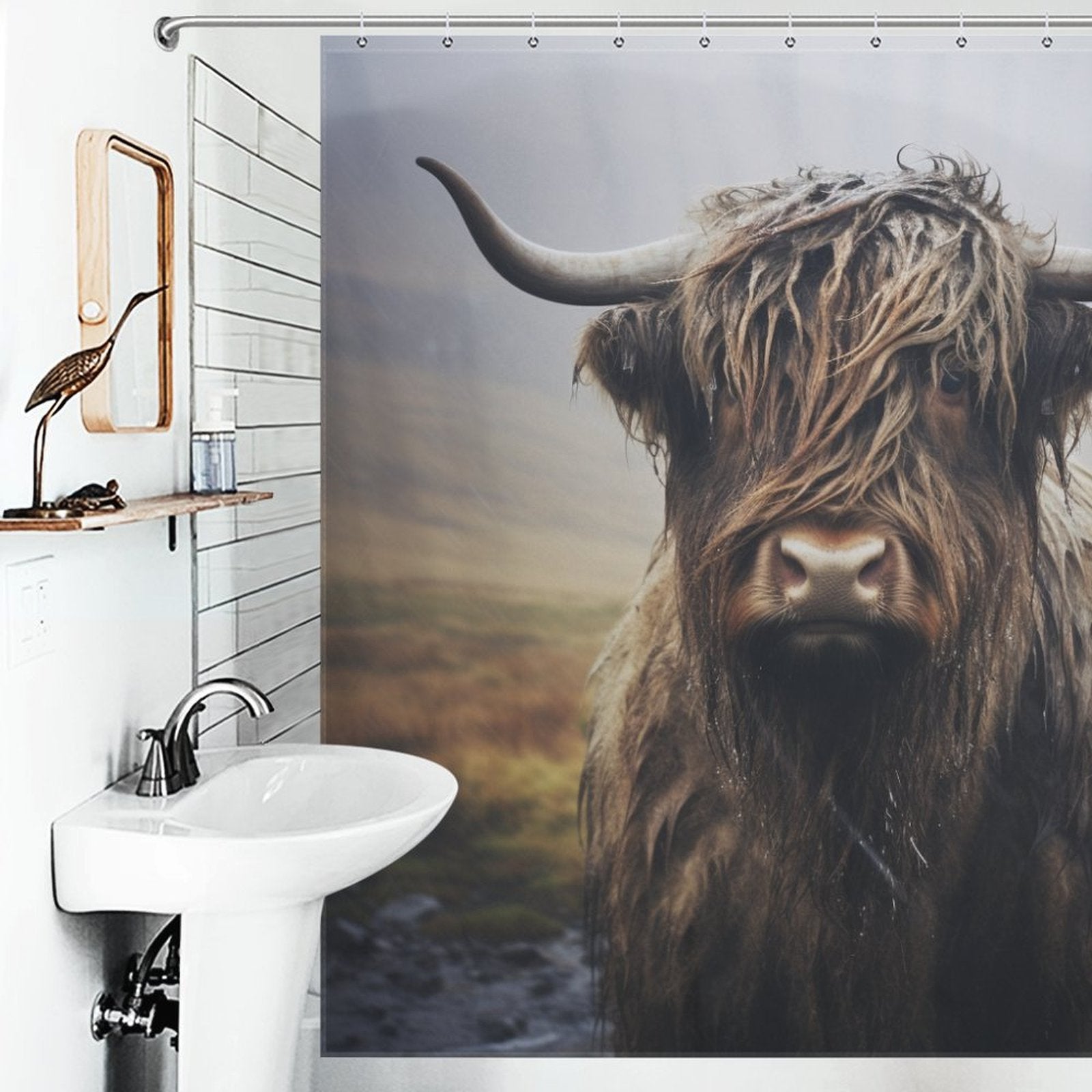 Country Chic Highland Cow Shower Curtain