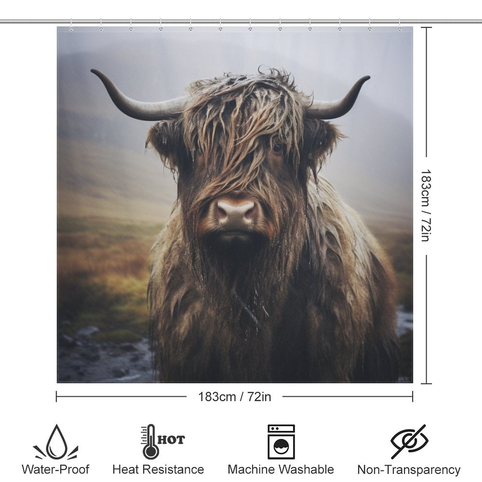 Country Chic Highland Cow Shower Curtain