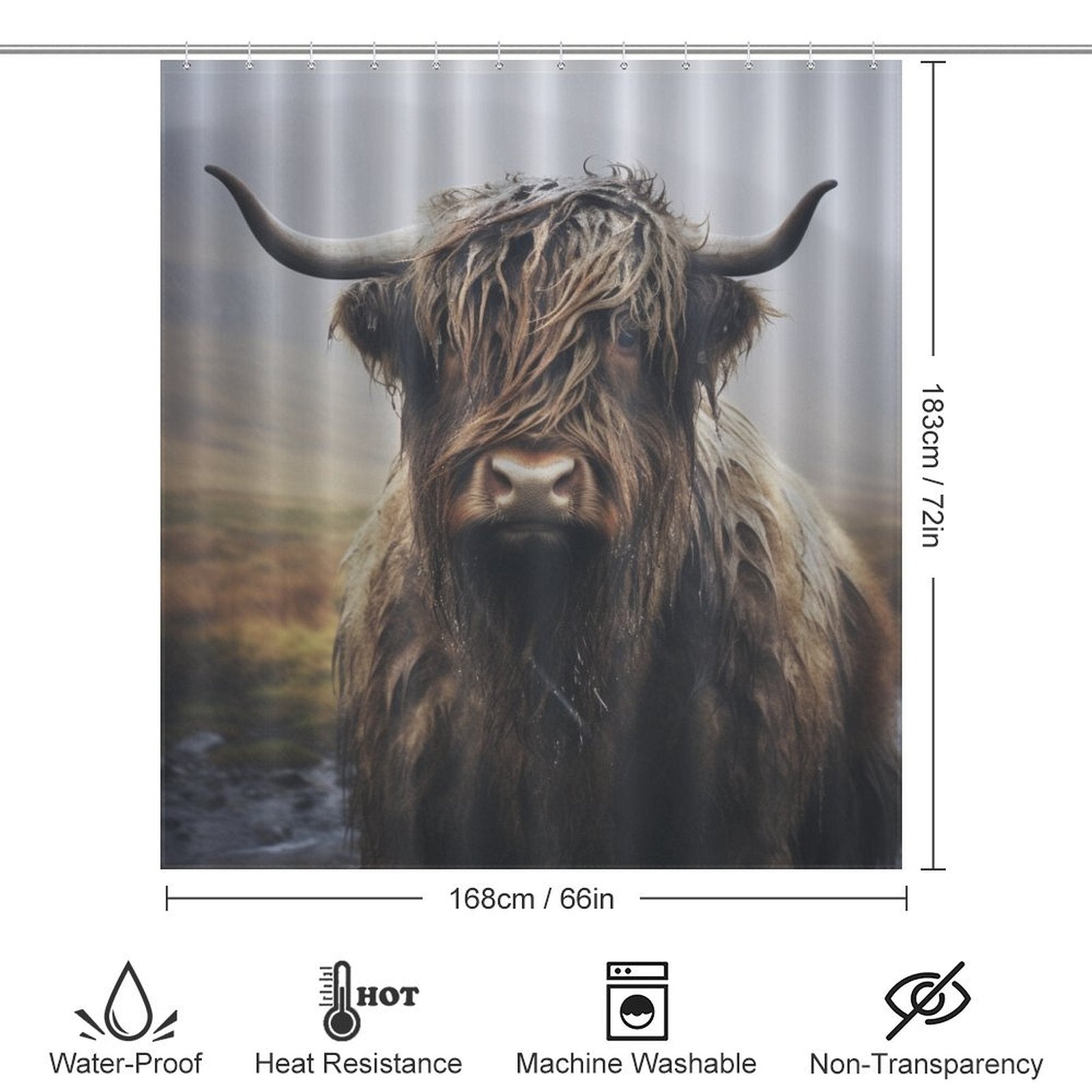 Country Chic Highland Cow Shower Curtain