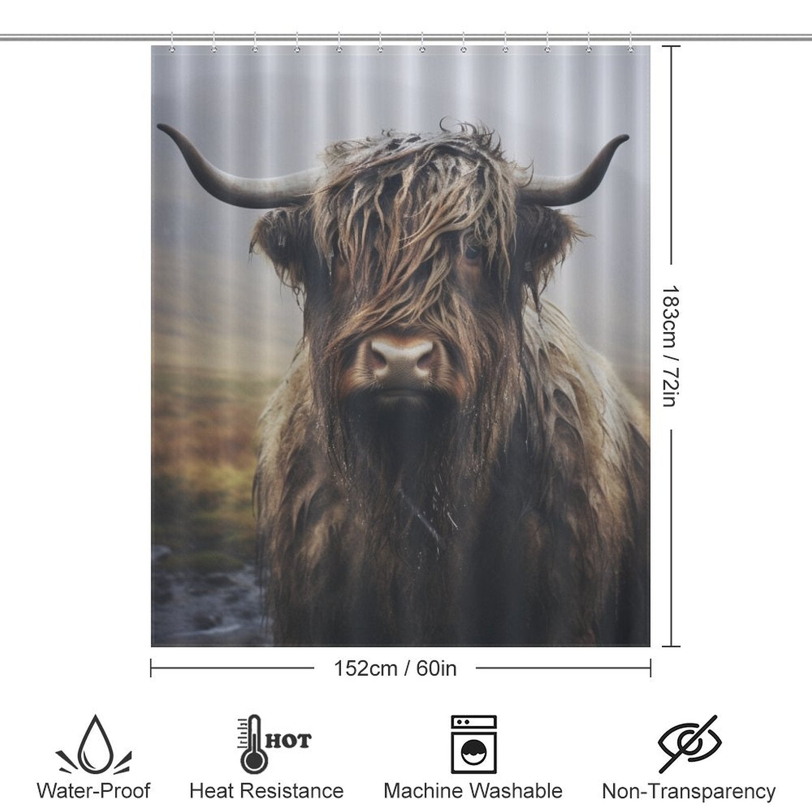 Country Chic Highland Cow Shower Curtain