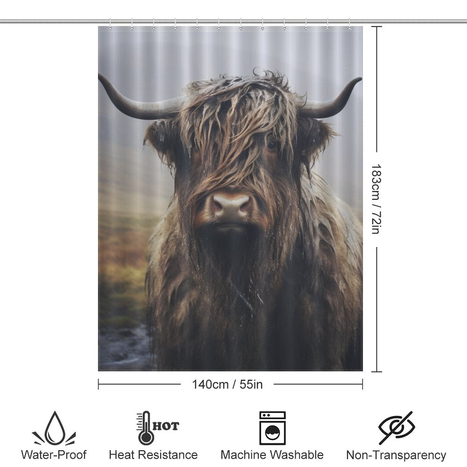 Country Chic Highland Cow Shower Curtain