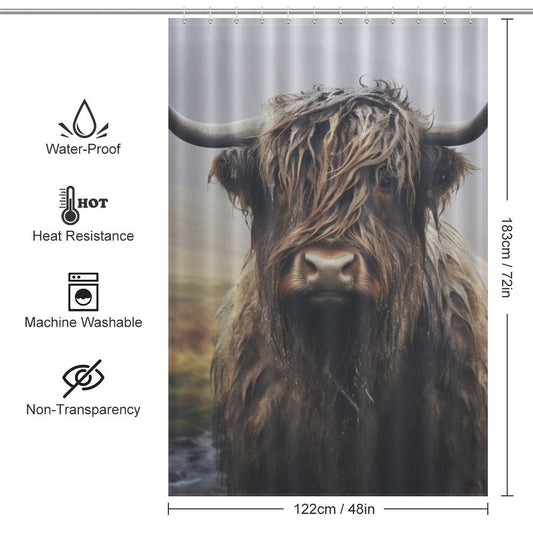 Country Chic Highland Cow Shower Curtain