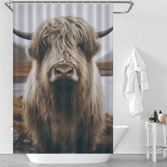 Cozy Farmhouse Highland Cow Shower Curtain