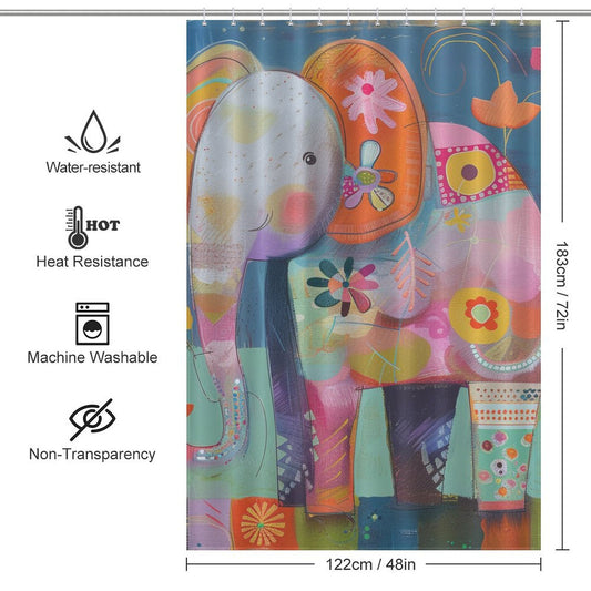 Bring a touch of whimsy to your bathroom with the Cute Baby Cartoon Elephant Shower Curtain-Cottoncat by Cotton Cat, featuring an adorable cartoon baby elephant design. Measuring 183 cm (72 in) by 122 cm (48 in), it's water-resistant, heat-resistant, non-transparent, and machine-washable for easy care.