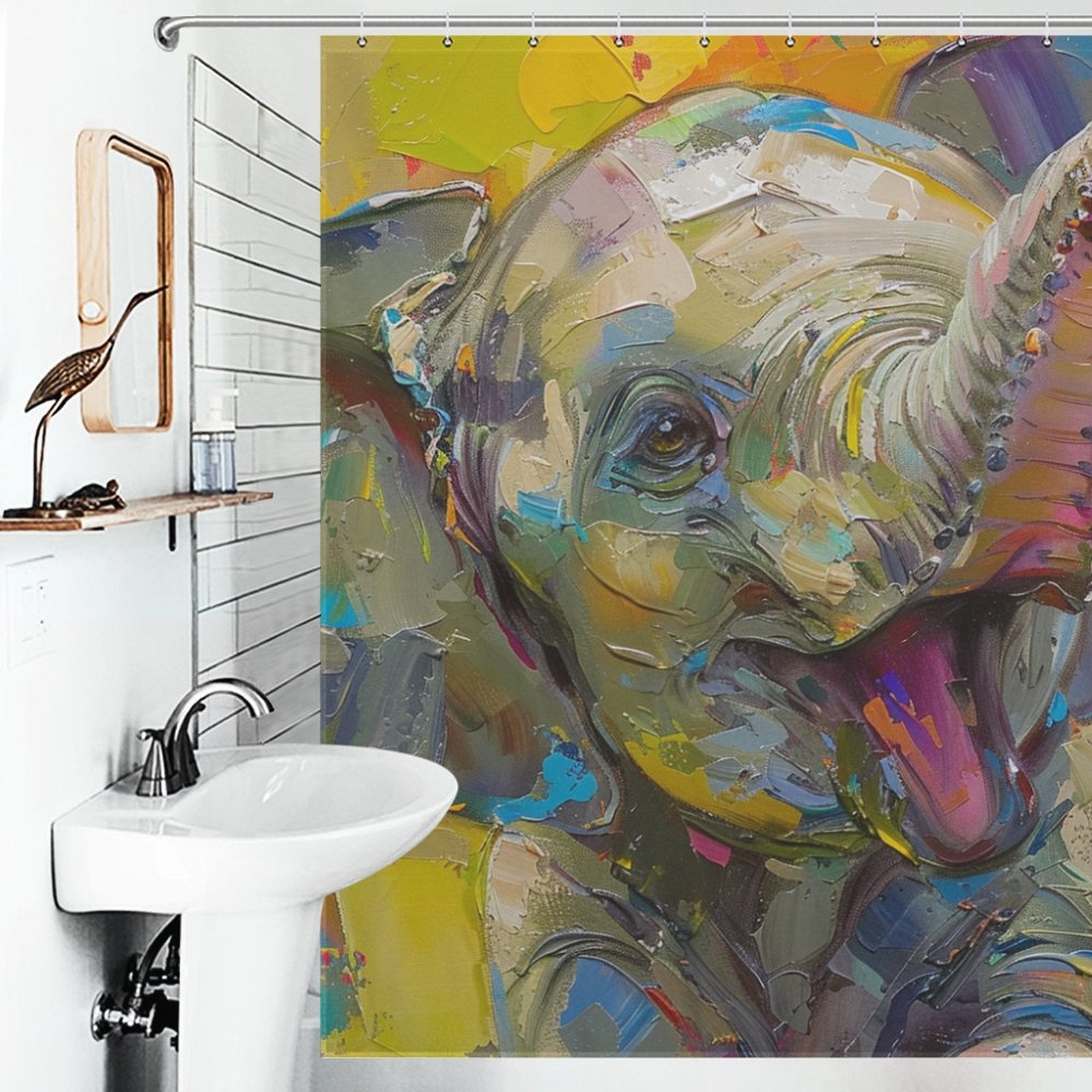 Cute Baby Happy Elephant Shower Curtain