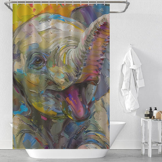 Cute Baby Happy Elephant Shower Curtain