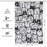 Cute Black and White Cat Shower Curtain