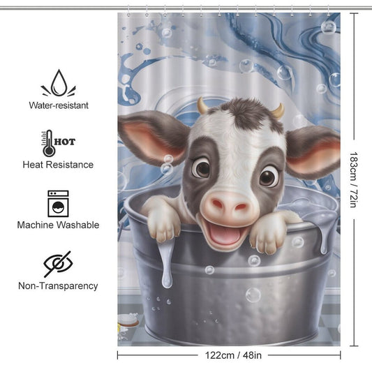 Cute Cartoon Bathtub Cow Shower Curtain