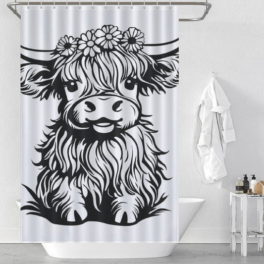 Cute Cartoon Highland Cow Shower Curtain