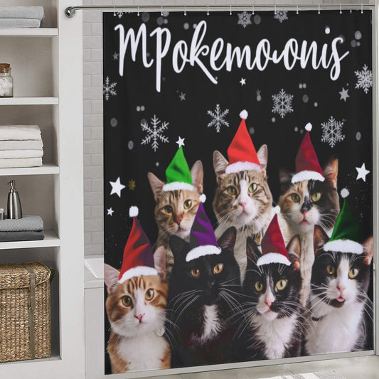 Cute Christmas_Cat_Shower_Curtain