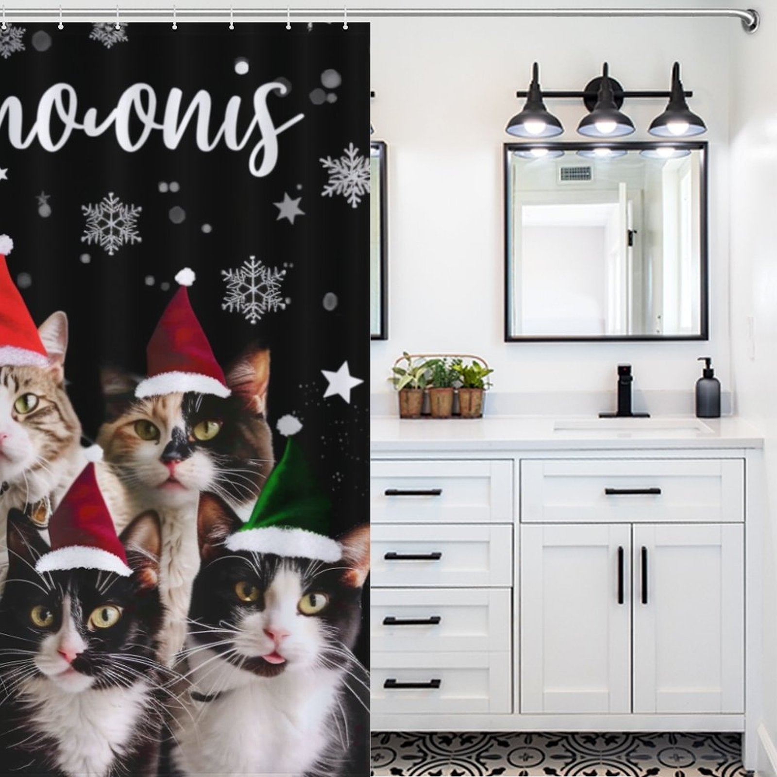 Cute Christmas_Cat_Shower_Curtain