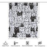 Cute Expressive Black White Cat Shower Curtain