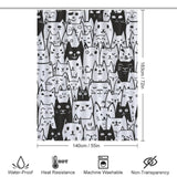 Cute Expressive Black White Cat Shower Curtain