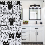 Cute Expressive Black White Cat Shower Curtain