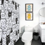 Cute Expressive Black White Cat Shower Curtain