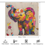 Cute Painting Flowers Happy Elephant Shower Curtain