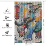 Colorful bathroom decor with a Cute Painting Happy Elephant Shower Curtain-Cottoncat by Cotton Cat. Artistic design features water and heat resistance, machine washability, and non-transparency. Size: 183 cm (72 in) x 122 cm (48 in).