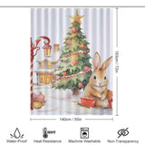 Cute Rabbit Tree Christmas Shower Curtain