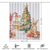 Cute Rabbit Tree Christmas Shower Curtain