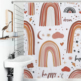 Cute Rainbow Star and Moon Boho Shower Curtain