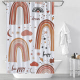 Cute Rainbow Star and Moon Boho Shower Curtain