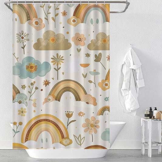 Cute Rainbow floral Boho Shower Curtain