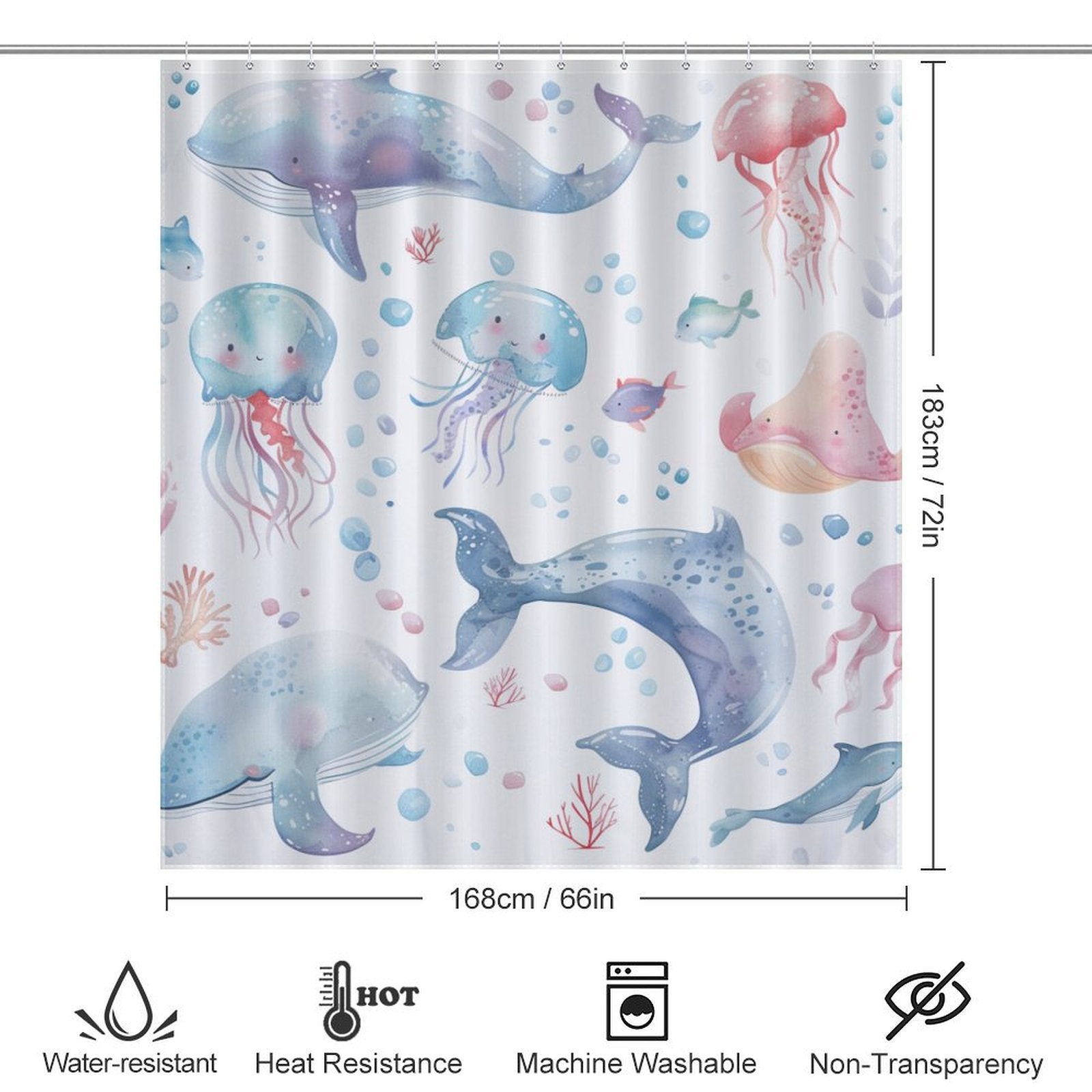 Cute Sealife Ocean Shower Curtain