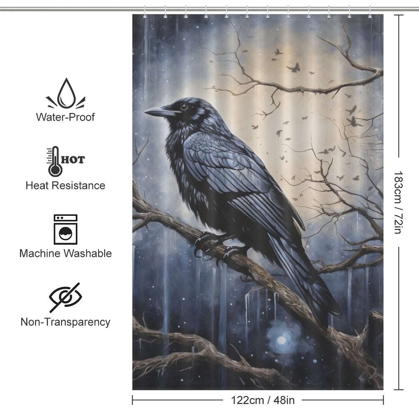 DarkArt Raven Shower Curtain