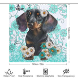 Cute Daschund Floral Shower Curtain by Cotton Cat - perfect bathroom decor for Dachshunds lovers.