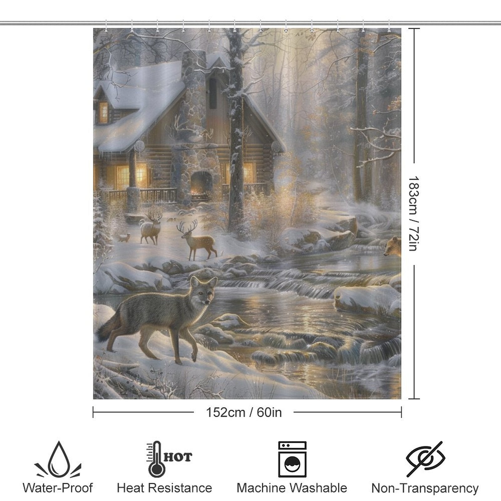 Deer and Fox Winter Shower Curtain