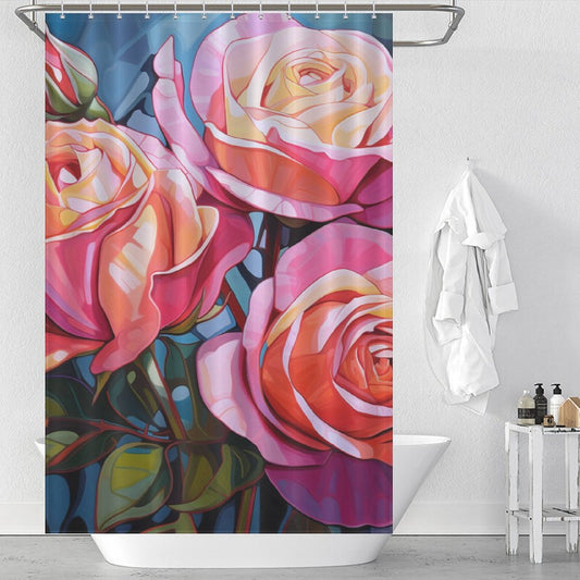 DelicateBlossom Pink Rose Shower Curtain